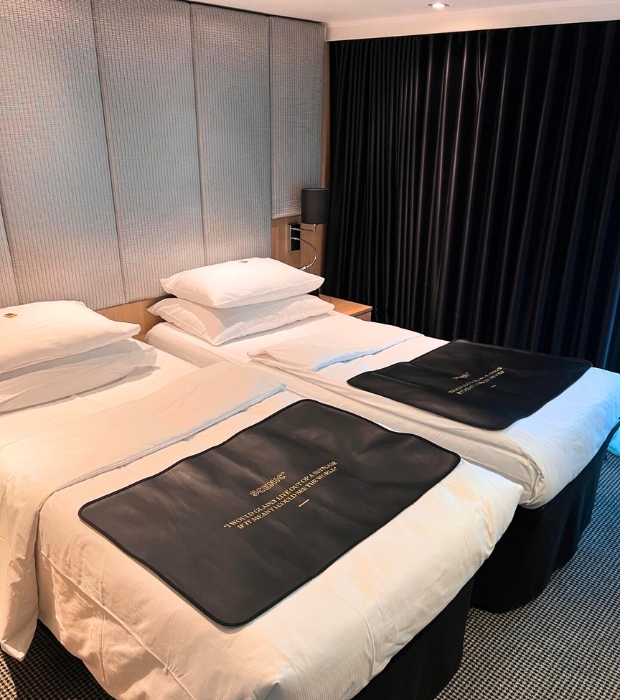 Neatly-made beds